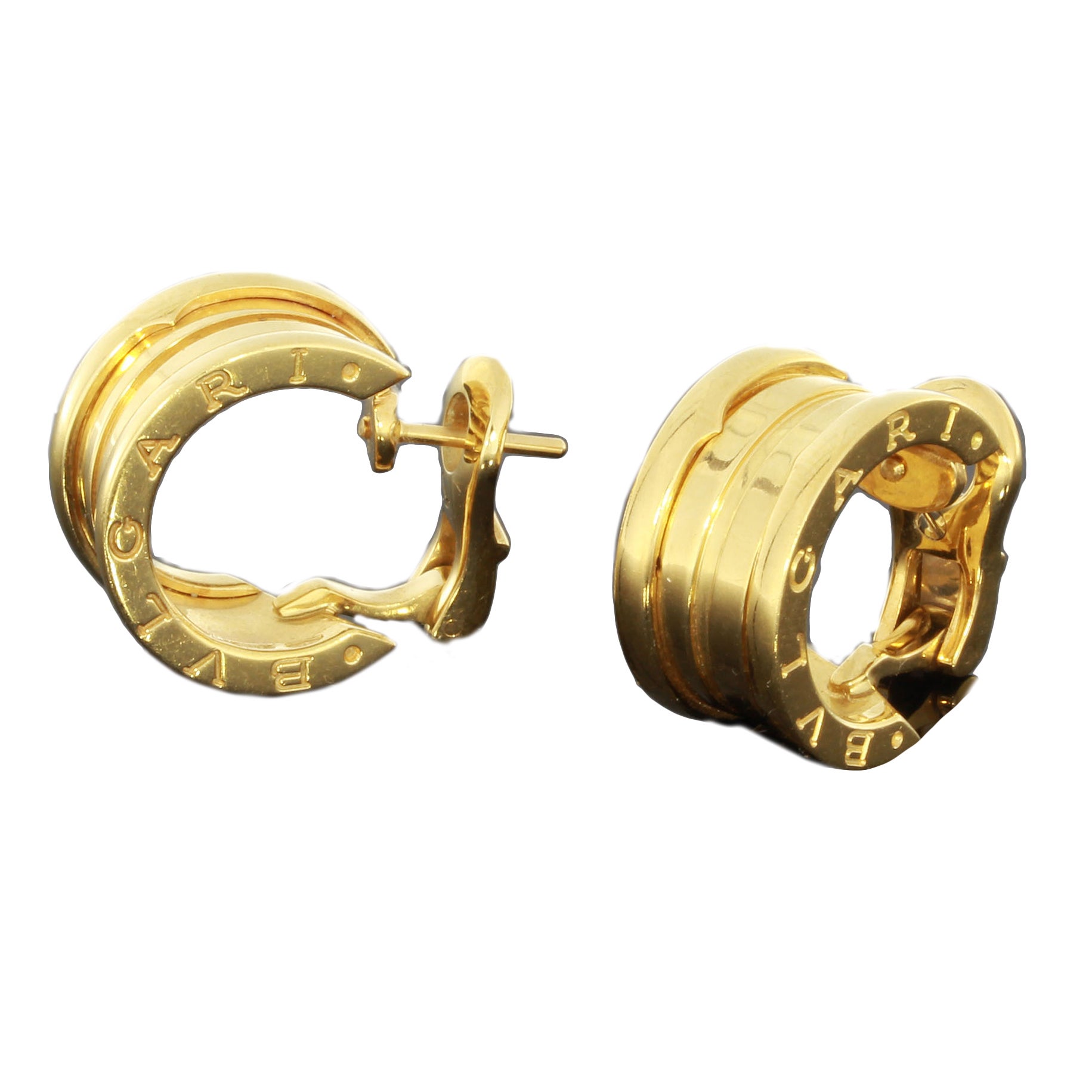 Bulgari Gold Oval Hoop Earrings For Sale at 1stDibs