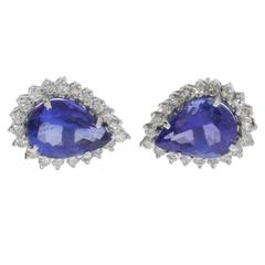 Charming Tanzanite Diamond Gold Stud Earrings 4