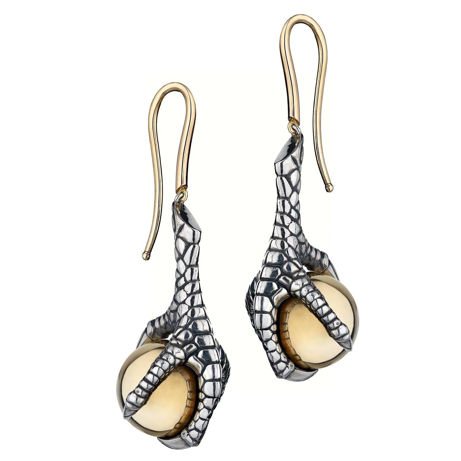 Shaun Leane Claw Earrings in 18ct Yellow Gold and Sterling Silver