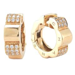 Chanel Diamond Gold Camellia Earrings