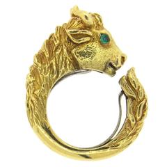 David Webb Emerald Gold Bull Head Ring 9