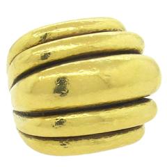 David Webb Large Hammered Gold Ring