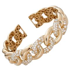 Diamond Gold Link Cuff Bracelet