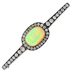 Antique Russian Opal Diamond Gold Pin 3