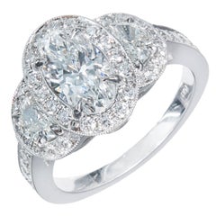 Peter Suchy Oval Diamond Half Moon Triple Halo Platinum Engagement Ring
