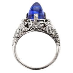Art Deco 4 Carat Kashmir Sapphire Diamond Platinum Ring 3