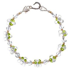 Crystal Quartz Peridot Sterling Silver Gold Necklace 5