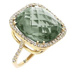 21-Carat Green Amethyst Diamond Gold Ring