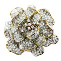 1970s Italian Diamond Gold Brooch