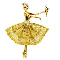 Van Cleef & Arpels Diamond Gold Ballerina Brooch
