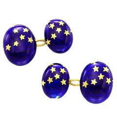 A Pair of Enamel and Gold Cufflinks