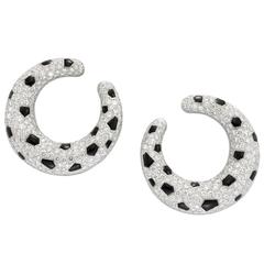 Cartier Diamond and Onyx ‘Panthere’ Hoop Earrings