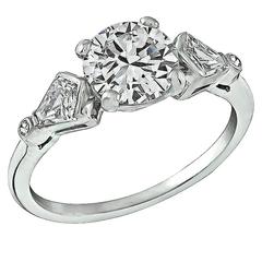 1920s GIA Cert 1.28 Carat Diamond Platinum Engagement Ring