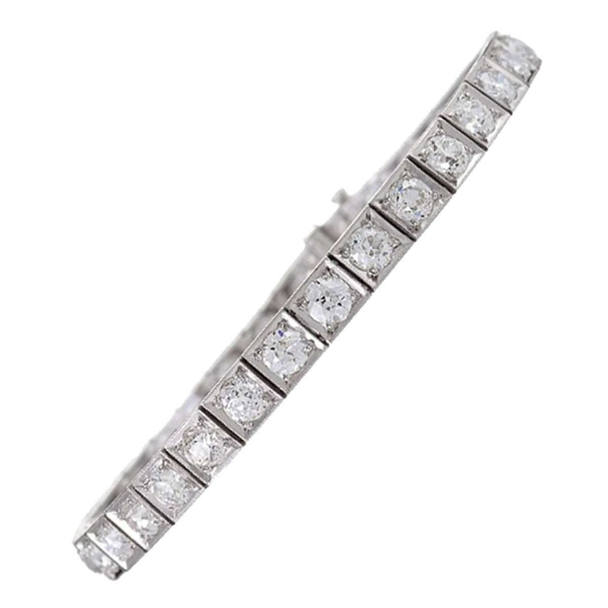 Art Deco Diamond Platinum Line Bracelet