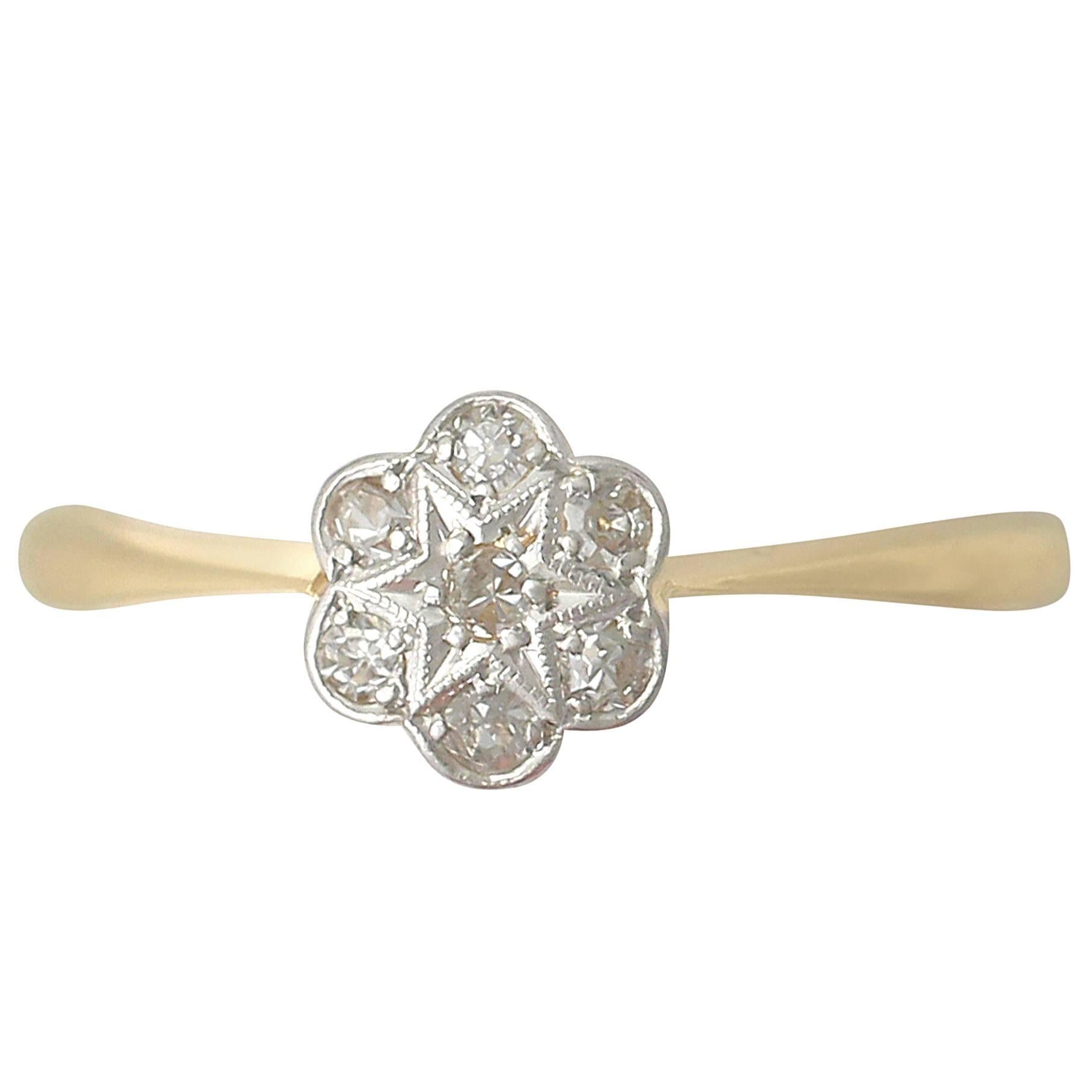 1940s Diamond & Yellow Gold Platinum Set Cluster Ring