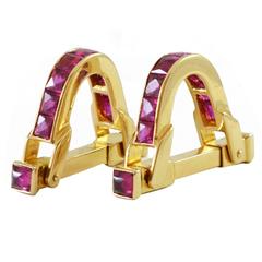 Ruby Gold Stirrup Cufflinks