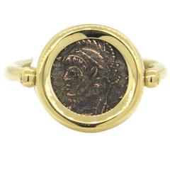 Vintage Bulgari Monete Ancient Coin Gold Ring