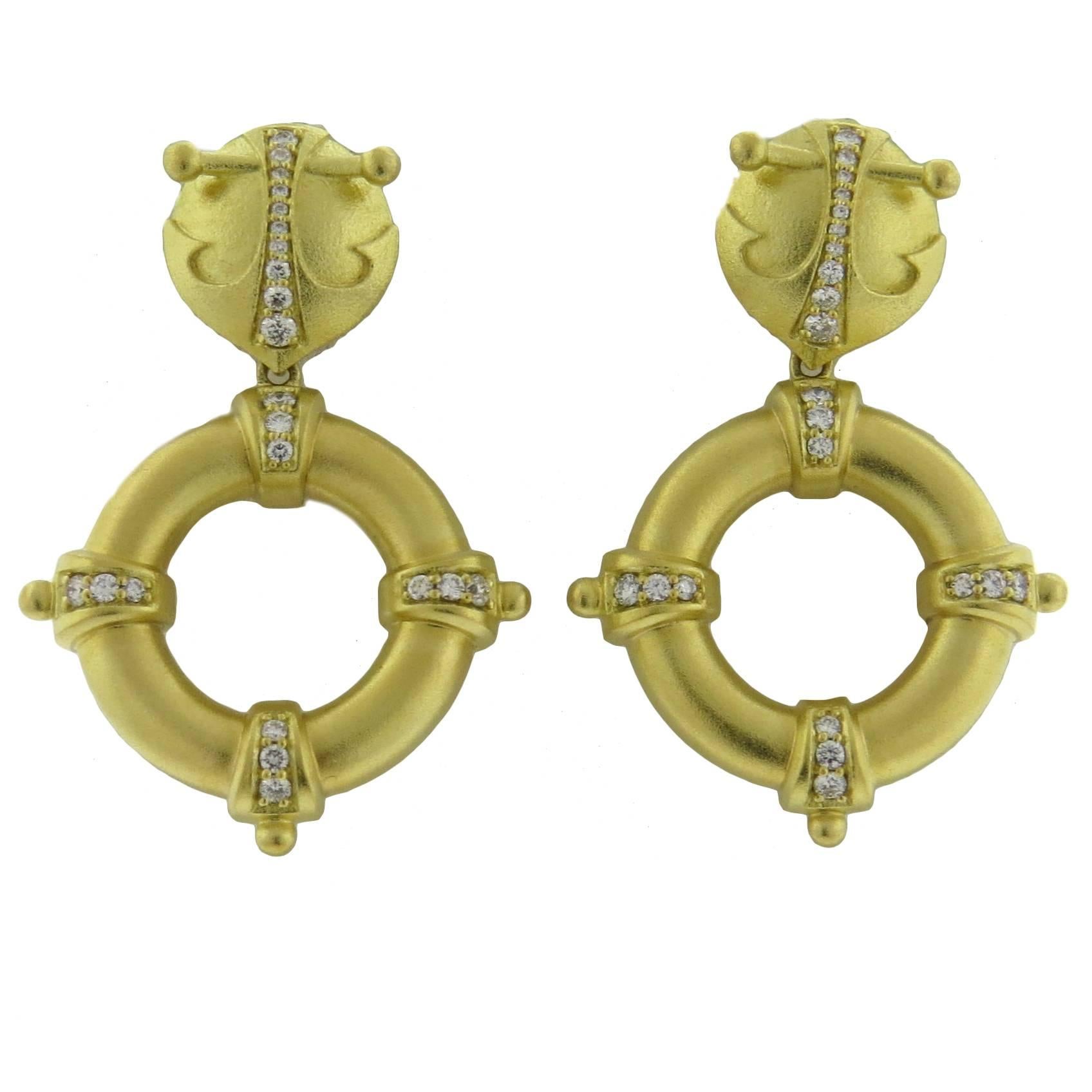 Paul Morelli Diamond Gold Drop Earrings