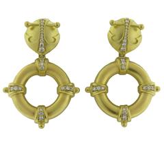 Vintage Paul Morelli Diamond Gold Drop Earrings