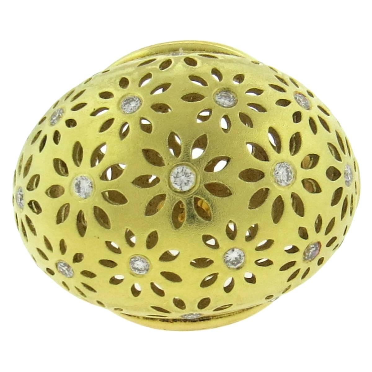 Paul Morelli Diamond Yellow Gold Eyelet Dome Ring