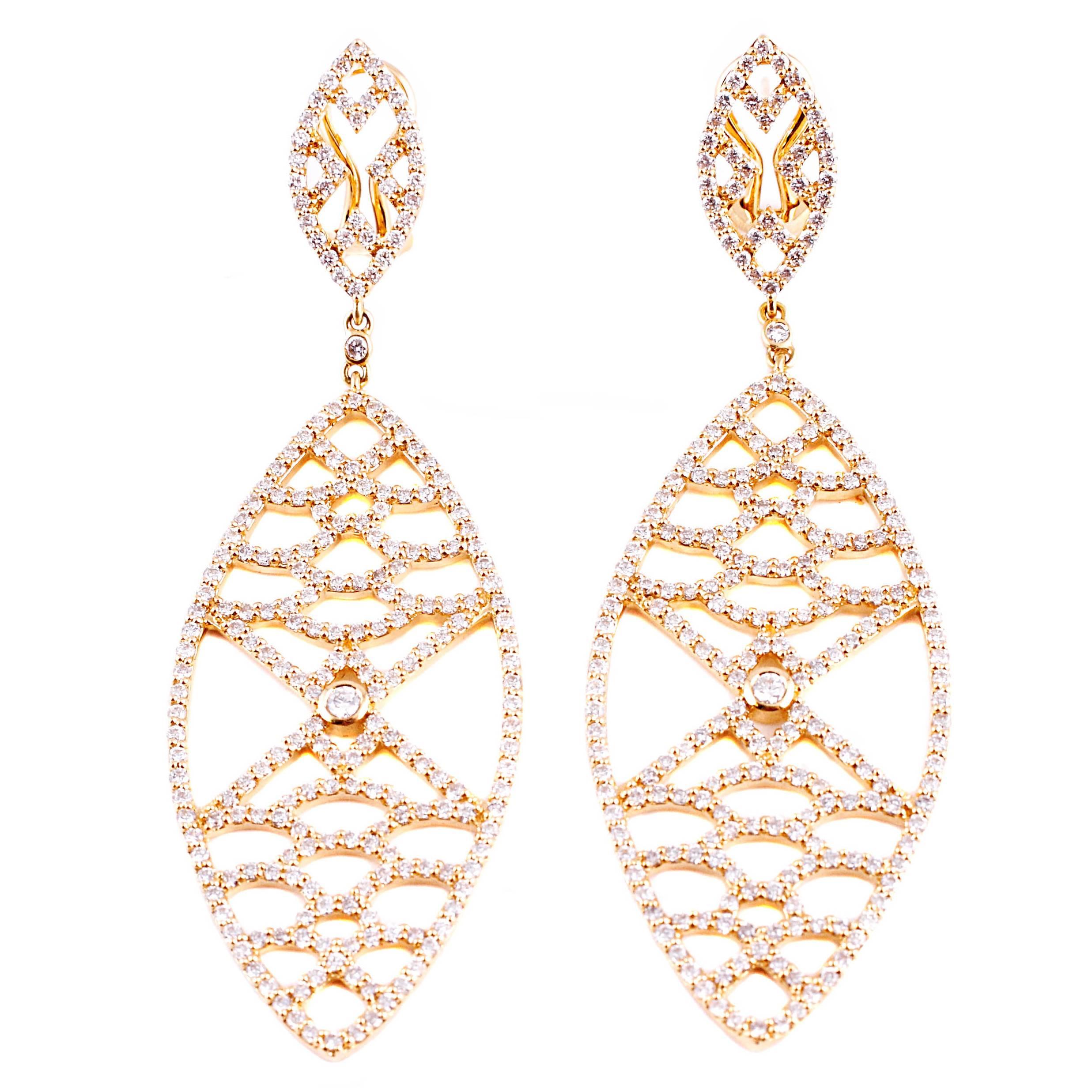 Deborah Pagani Cognac Diamond Gold Dangle Earrings