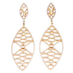 Deborah Pagani Cognac Diamond Gold Dangle Earrings