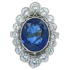 Ceylon Blue Sapphire Diamond Gold Ring