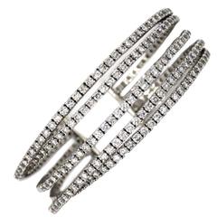 Wide Diamond Gold Crossover Cuff Bracelet 