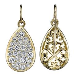 Diamond And 18K Yellow Gold Drop Earrings