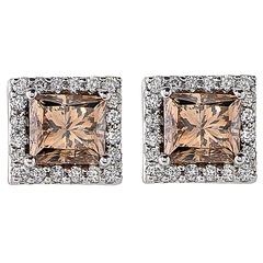 2.28 Carat Fancy Color Diamond Gold Stud Earrings 1