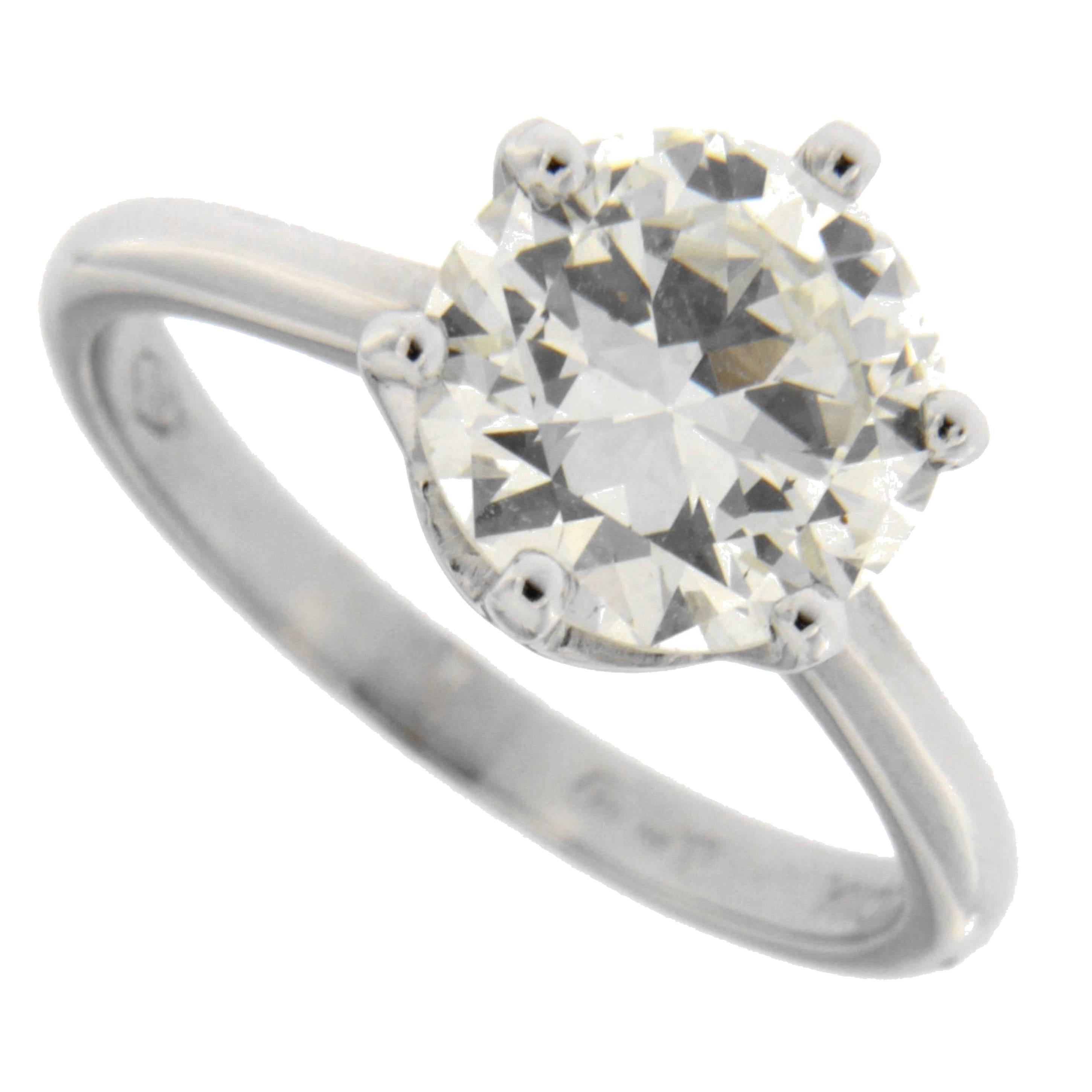 Jona 2.19 Carat Round Cut Diamond 18k White Gold Solitaire Engagement Ring