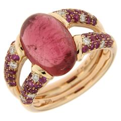 Jona Pink Tourmaline Sapphire Gold Ring 6