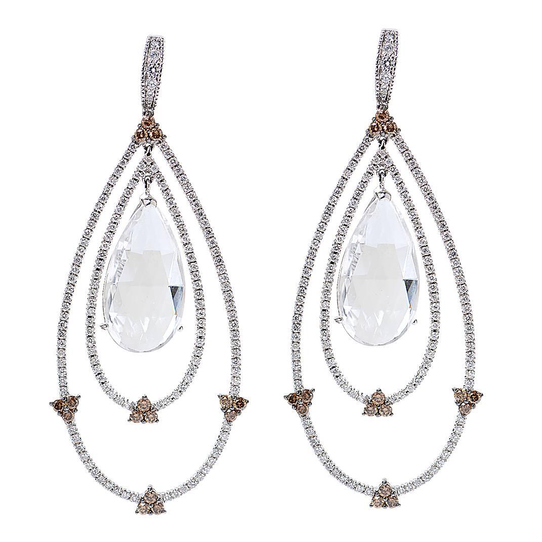 24.99 Carat Diamond Quartz Earrings For Sale