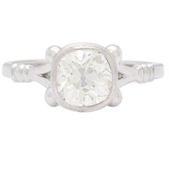 1.01 Carat Old Mine Cut Diamond Gold Platinum Solitaire Ring