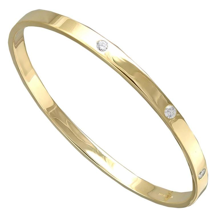 Tiffany and Co. Diamond Gold Bangle Bracelet at 1stDibs | tiffany gold