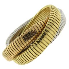 Sidney Garber Tricolor Gold Large Rolling Bangle Bracelet