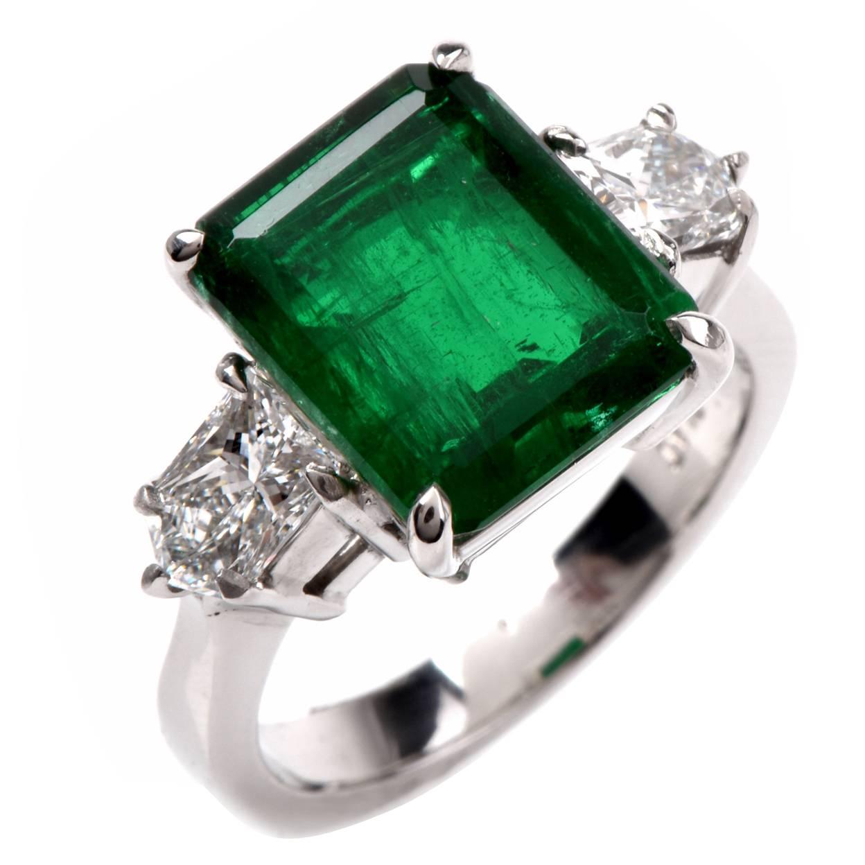 Kolumbianischer Smaragd Diamant Platin Verlobungsring
