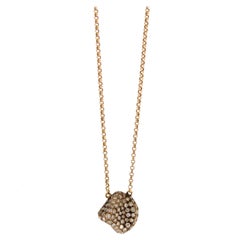 Alex Jona Brown Diamond Pebble 18 Karat Rose Gold Pendant Necklace