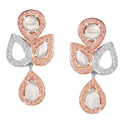 Slice Rose Cut Diamond Gold Paisley Earrings