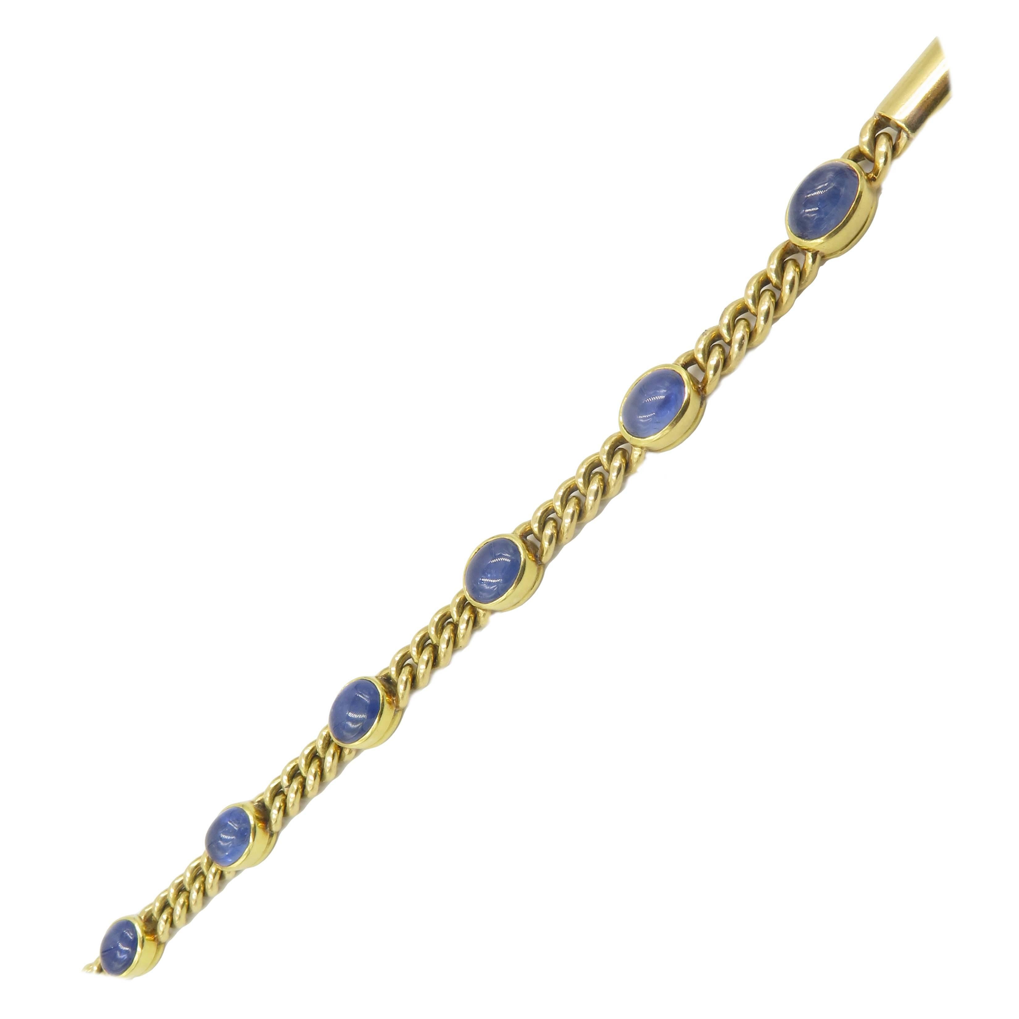 Bulgari Cabochon Saphir Gold Gliederarmband.