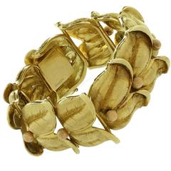 Buccellati Two Color Gold Floral Link Bracelet 6