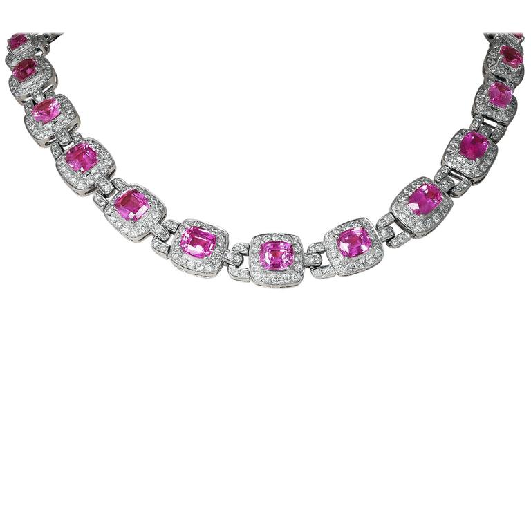 Pink Sapphire Gold Necklace For Sale at 1stDibs