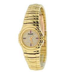 Piaget Lady's Yellow Gold Diamond Ruby Tanagra Quartz Wristwatch