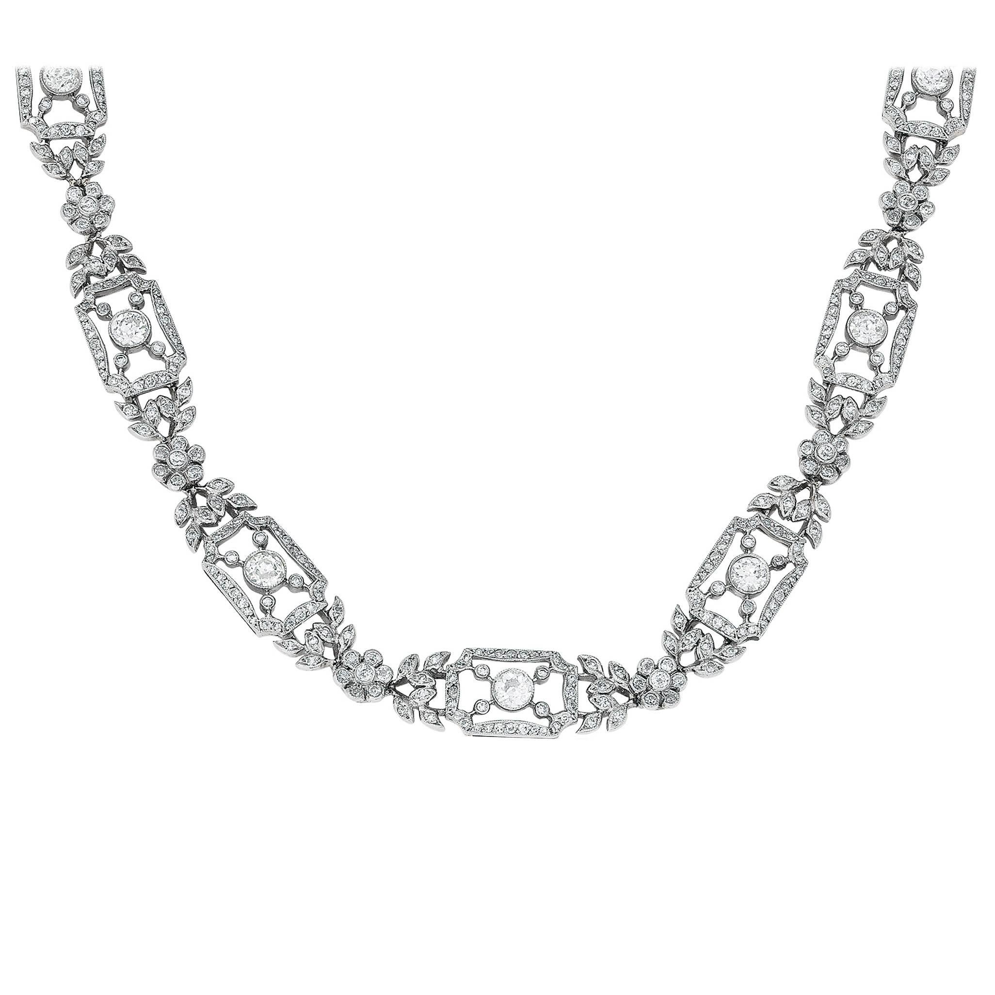 Diamond Platinum Filigree Necklace For Sale