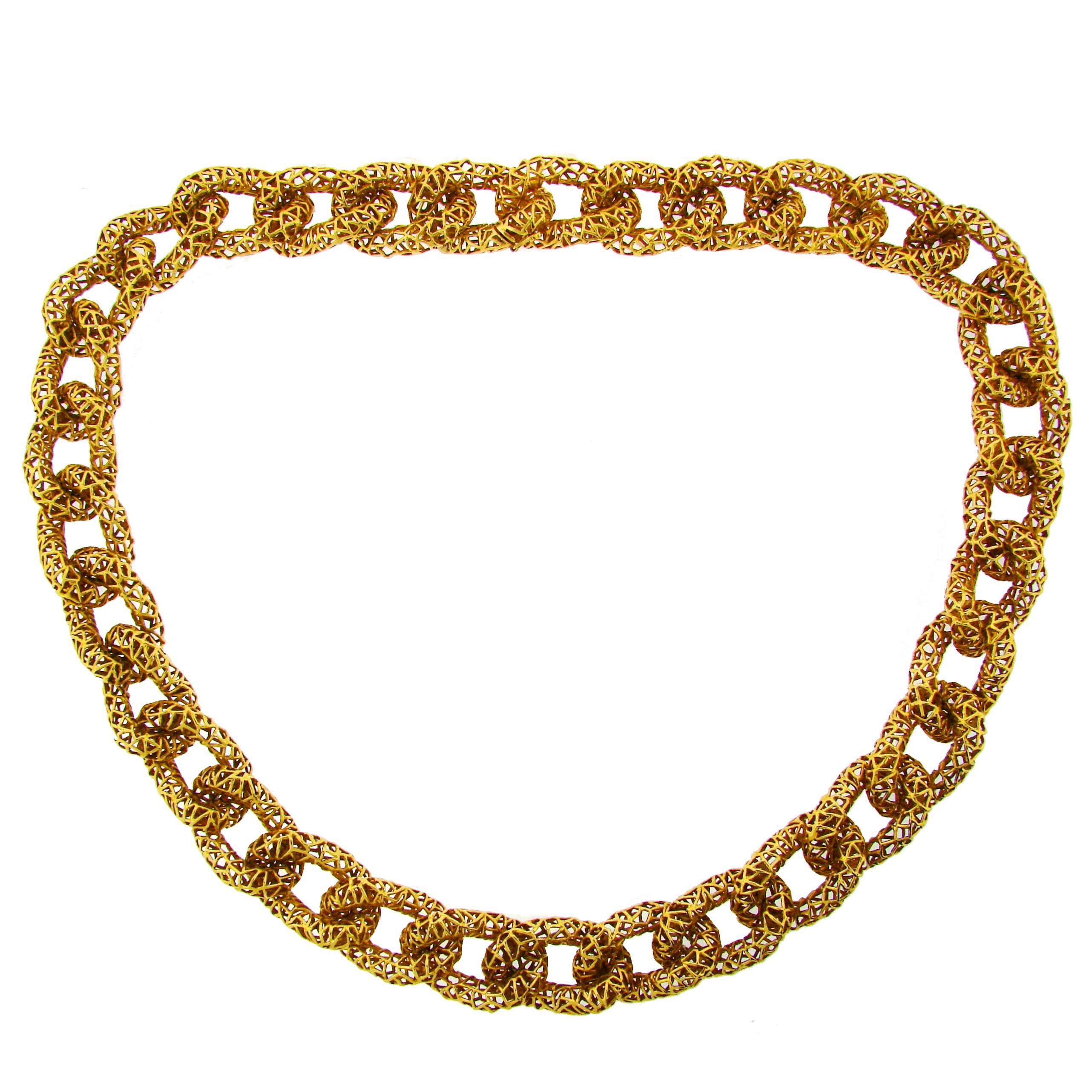 1980s Tiffany & Co. Gold Openwork Massive Chain Link Necklace