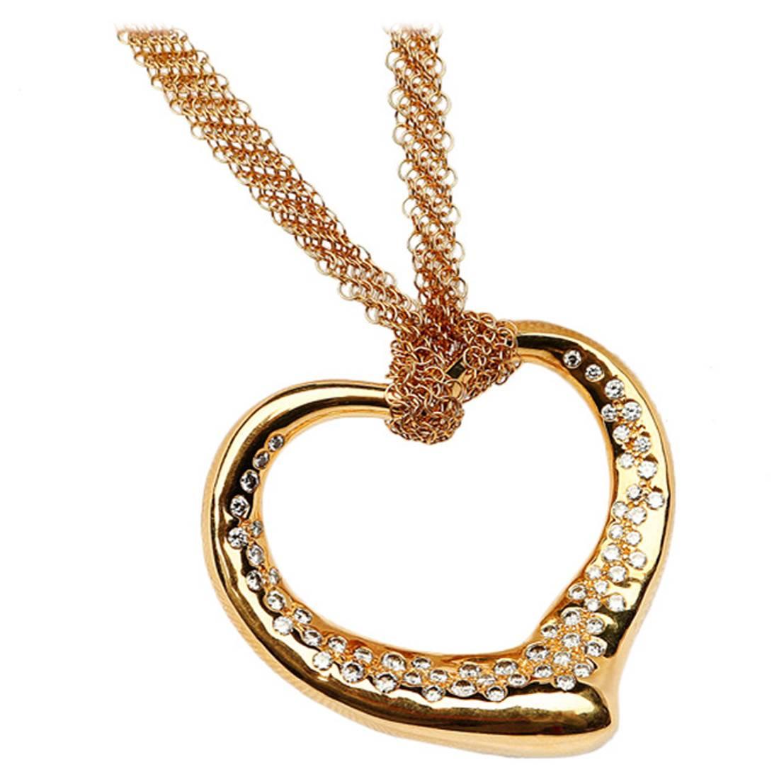 Tiffany & Co. Elsa Peretti Diamond Gold Heart Pendant