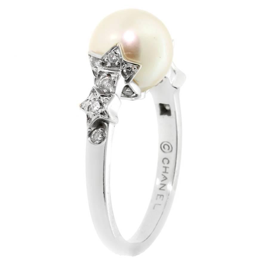 Chanel Comete Pearl Diamond Gold Ring