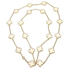 Van Cleef & Arpels White Coral Gold 20 Motif Retro Alhambra Necklace