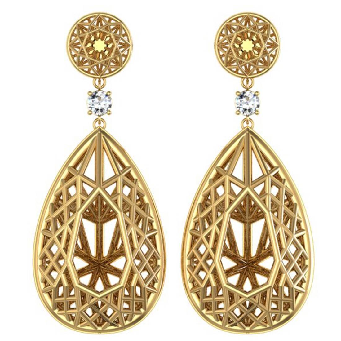 Sayaka Yamamoto & Sparkles Diamond and Gold Earrings For Sale