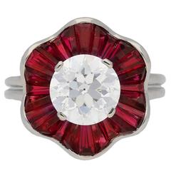 1970s Oscar Heyman Brothers Ruby Diamond Platinum Cluster Ring 5